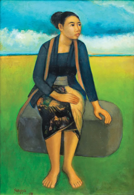 Sudarso ~ Seated On A Rock (Duduk Di Batu) | GLOBAL AUCTION