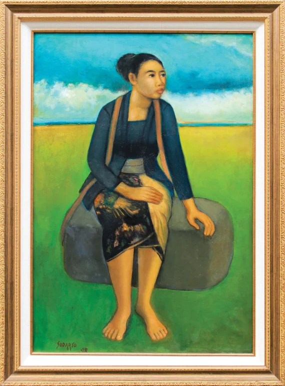 Sudarso ~ Seated On A Rock (Duduk Di Batu) | GLOBAL AUCTION