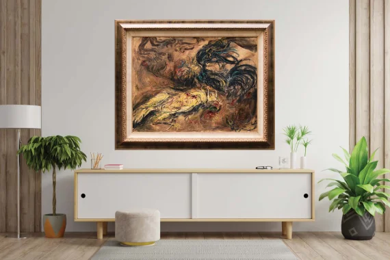 Affandi ~ Cockfight (Adu Ayam) | GLOBAL AUCTION