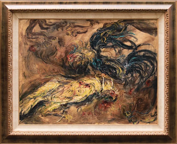 Affandi ~ Cockfight (Adu Ayam) | GLOBAL AUCTION
