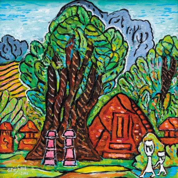 Arie Smit ~ In The Village Temple (Di Pura Desa) | GLOBAL AUCTION