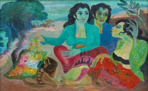 Hendra Gunawan - Three Women and Flowers (Tiga Wanita dan Bunga)