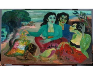 Hendra Gunawan - Three Women And Flowers (Tiga Wanita Dan Bunga)