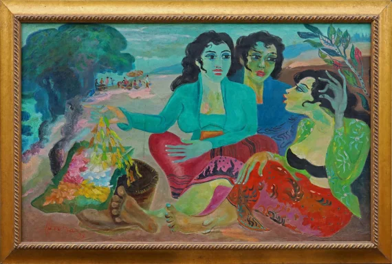 Hendra Gunawan ~ Three Women And Flowers (Tiga Wanita Dan Bunga) | GLOBAL AUCTION