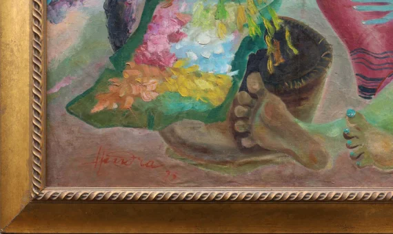 Hendra Gunawan ~ Three Women And Flowers (Tiga Wanita Dan Bunga) | GLOBAL AUCTION