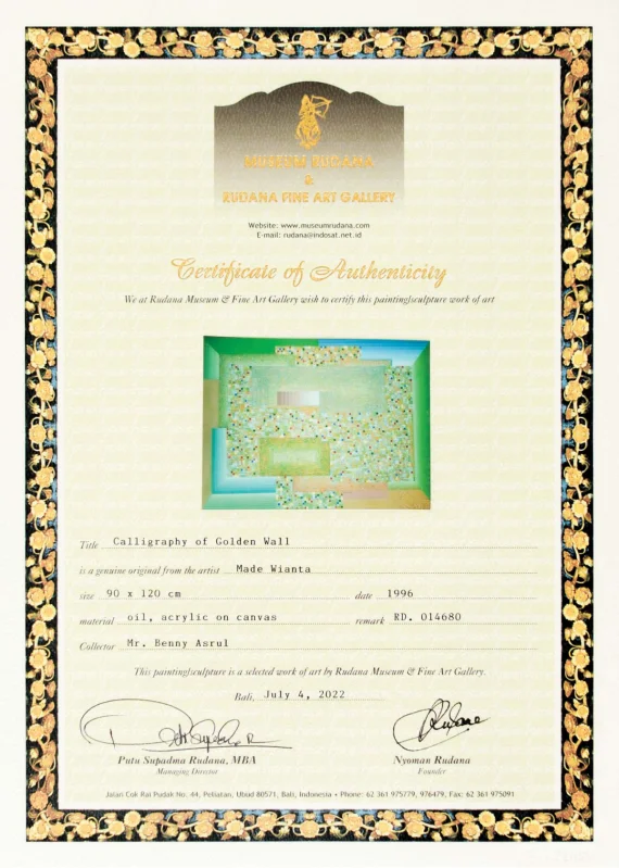 I Made Wianta ~ Calligraphy Of Golden Wall | GLOBAL AUCTION