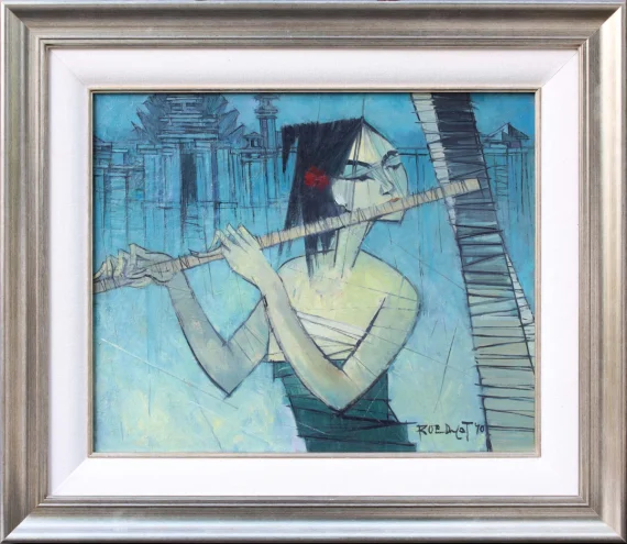 Roedyat Martadiredja ~ Balinese Girl Playing A Flute (Gadis Bali Sedang Meniup Seruling) | GLOBAL AUCTION
