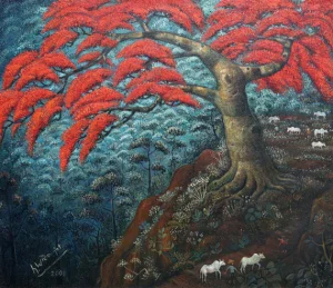 Widayat - Flamboyant Tree and Cow Herder (Flamboyan Dan Penggembala Sapi)