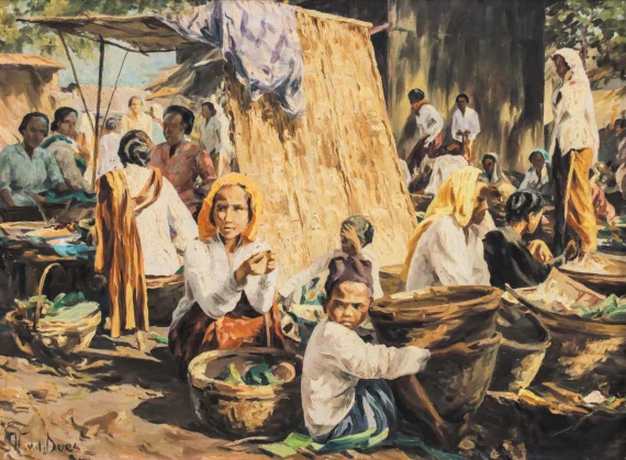 Willem Van Der Does ~ Market Scene (Suasana Pasar) | GLOBAL AUCTION