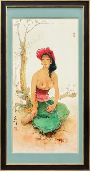 Lee Man Fong - Seated Balinese Maiden