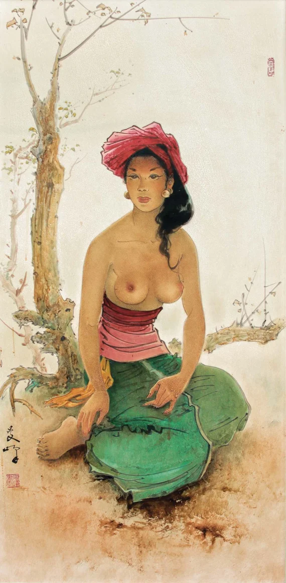 Lee Man Fong ~ Seated Balinese Maiden | GLOBAL AUCTION