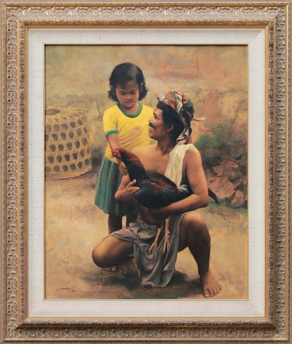 Inanta Hadipranoto ~ Father And Daughter With Rooster | GLOBAL AUCTION