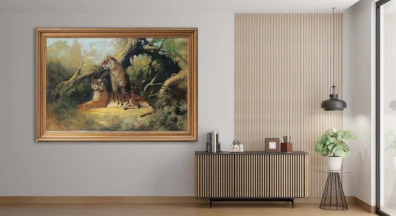 Basoeki Abdullah ~ Tiger Family | GLOBAL AUCTION