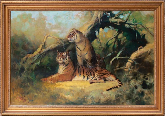 Basoeki Abdullah ~ Tiger Family | GLOBAL AUCTION