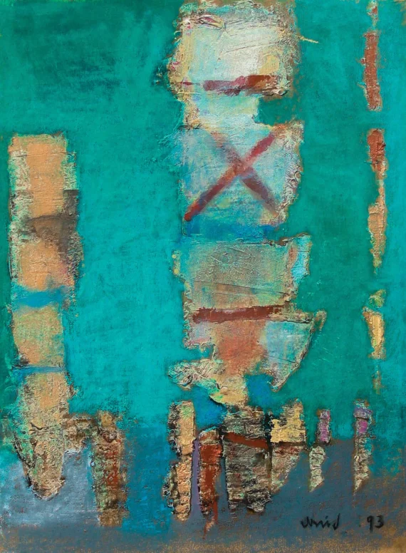 Umi Dachlan ~ Vertical Fields On A Turquoise Green | GLOBAL AUCTION