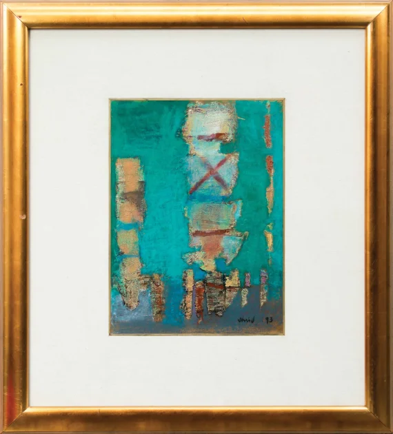 Umi Dachlan ~ Vertical Fields On A Turquoise Green | GLOBAL AUCTION