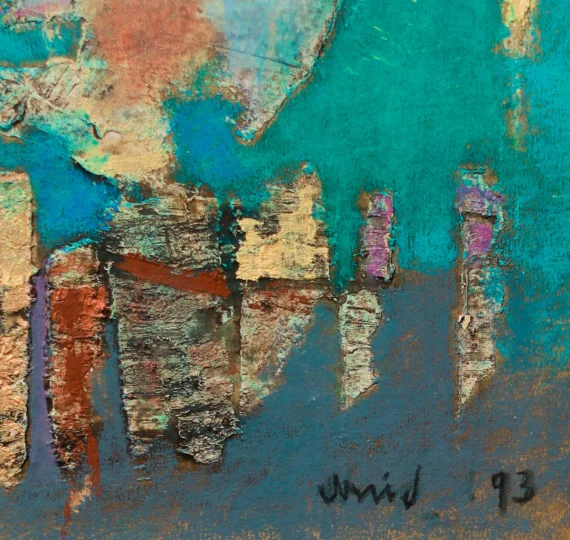 Umi Dachlan ~ Vertical Fields On A Turquoise Green | GLOBAL AUCTION