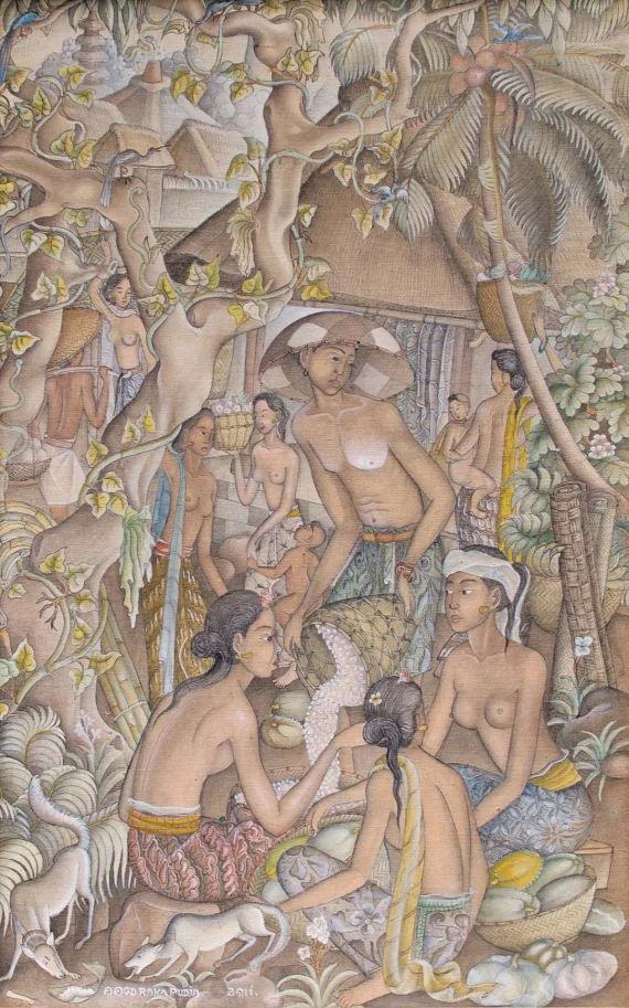 Anak Agung Gede Raka Puja ~ Market Preparations For Galungan (Orang Sedang Berjual Beli Di Pasaran Untuk Persediaan Hari Raya Galungan) | GLOBAL AUCTION