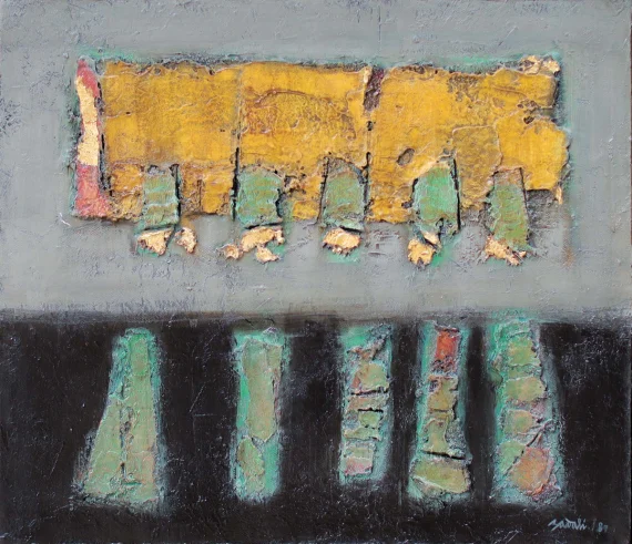 Ahmad Sadali ~ Golden Bars On A Plane With Traces Of Gold (Batang-batang Emas Di Atas Bidang Bersisa Emas) | GLOBAL AUCTION