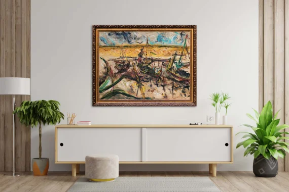 Affandi Koesoema ~ Boats At The Beach (Perahu-perahu Di Pantai) | GLOBAL AUCTION