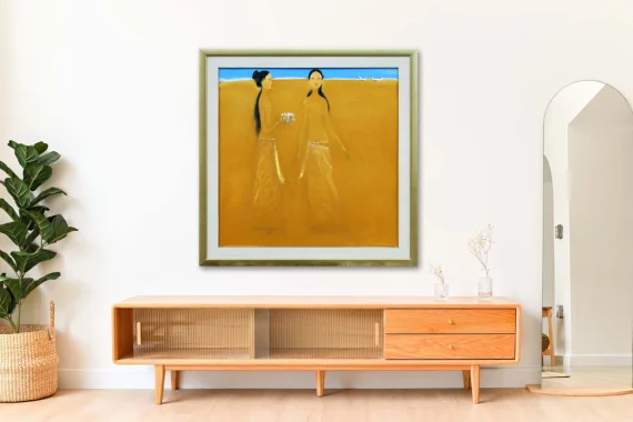 Srihadi Soedarsono ~ Two Women - Dialogue On The Beach | GLOBAL AUCTION