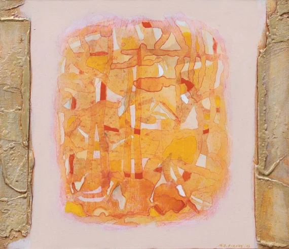 Abdul Djalil Pirous ~ Orange In The Midst Of Gold (Jingga Di Antara Bongkahan Emas) | GLOBAL AUCTION