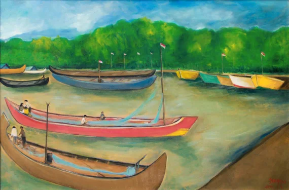 Sudarso ~ Boats In Muara Eretan (Perahu-perahu Di Muara Eretan) | GLOBAL AUCTION
