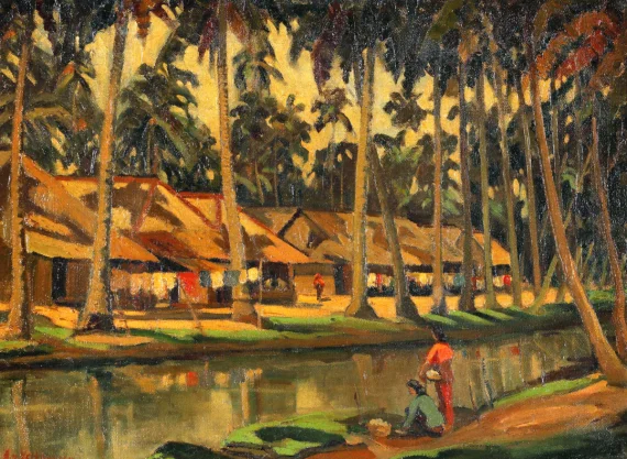 Henry Van Velthuysen ~ Washing In The River (Mencuci Di Sungai) | GLOBAL AUCTION